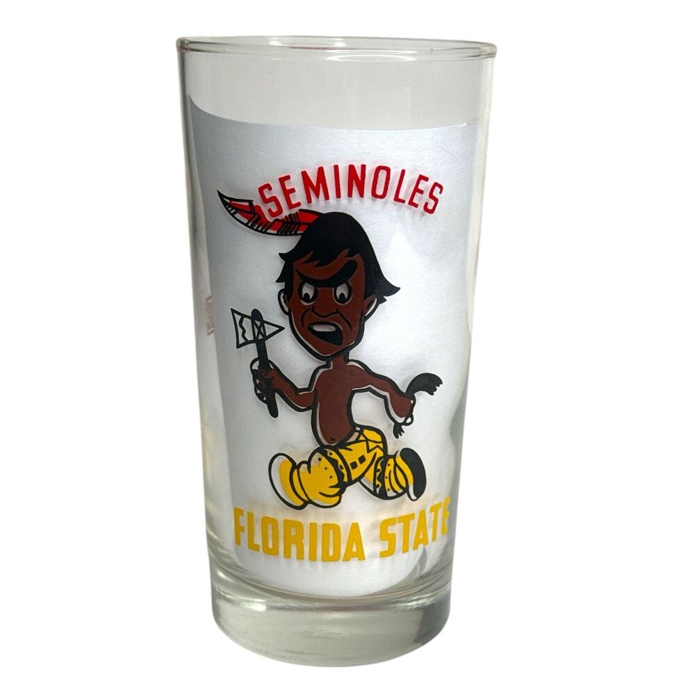 Vintage Florida State Seminoles Sammy Seminole Clear Glass Tumbler NCAA FSU
